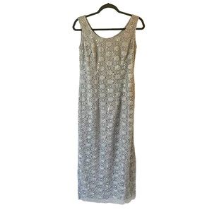 R&M Collection Silver lace sequin sleeveless formal dress size 6
